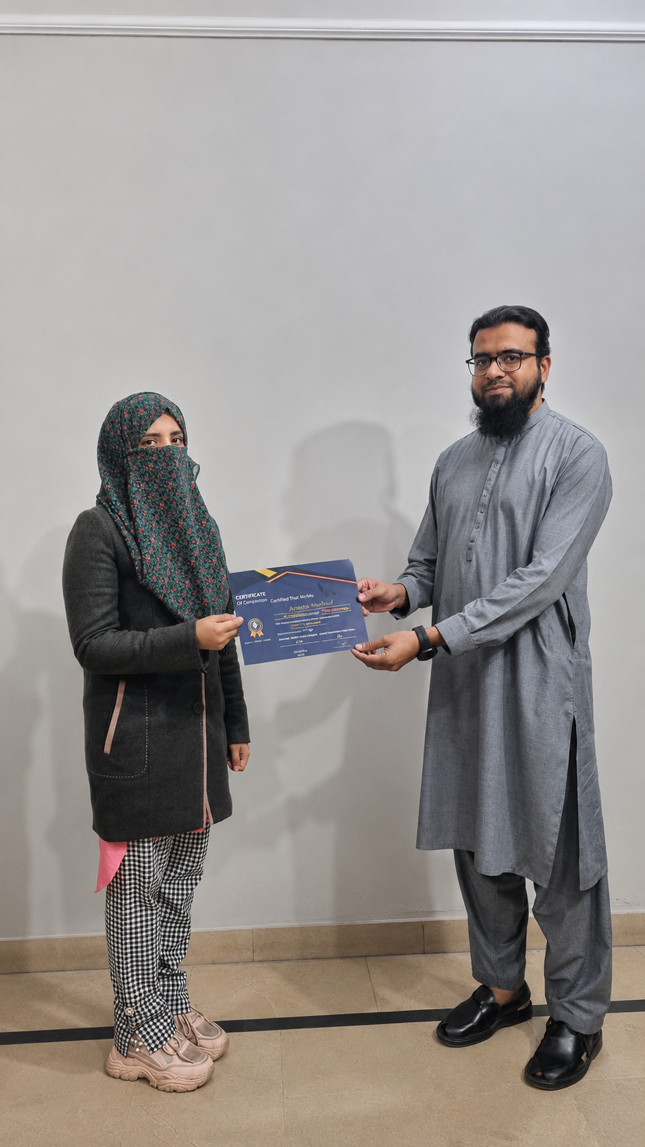 Student Certificate receiving InnoTech Skills Institute certificate