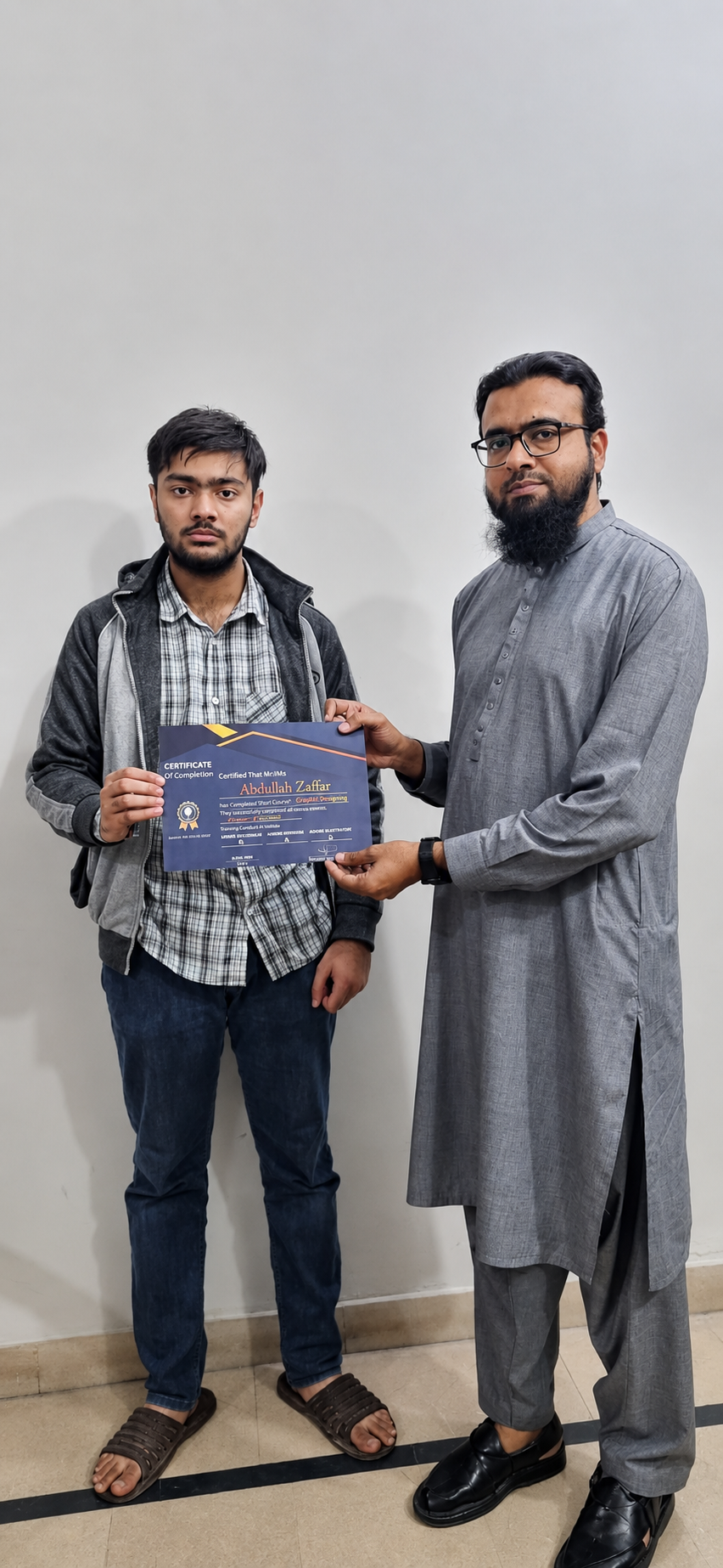Student Certificate receiving InnoTech Skills Institute certificate