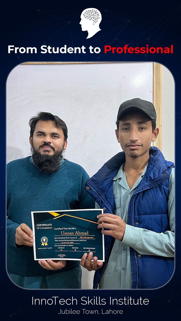 Usman Ahmad receiving InnoTech Skills Institute certificate